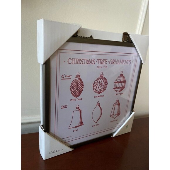 Hearth & Hand 7" x 7" Metal Framed Ornaments Print Wall Art Christmas Tree NWT - Picture 2 of 7